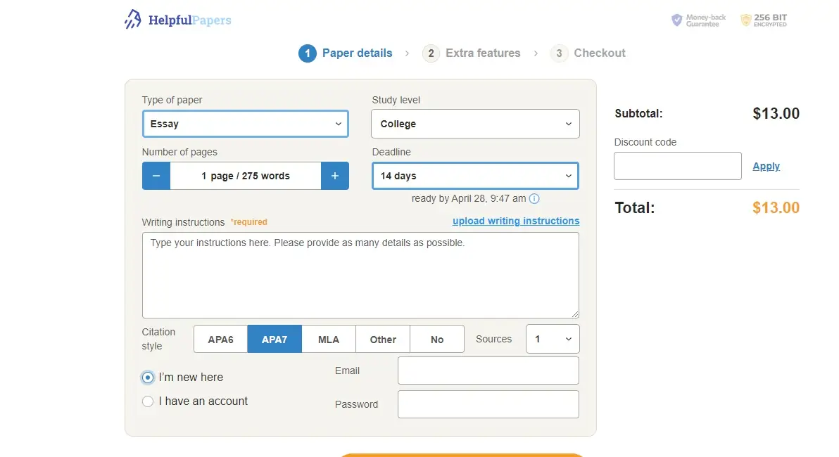 HelpfulPapers order form